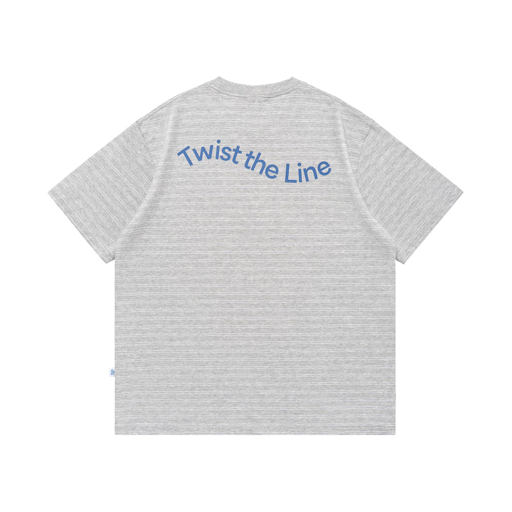 BENT IDEA Alphabet Print Striped Casual Tee