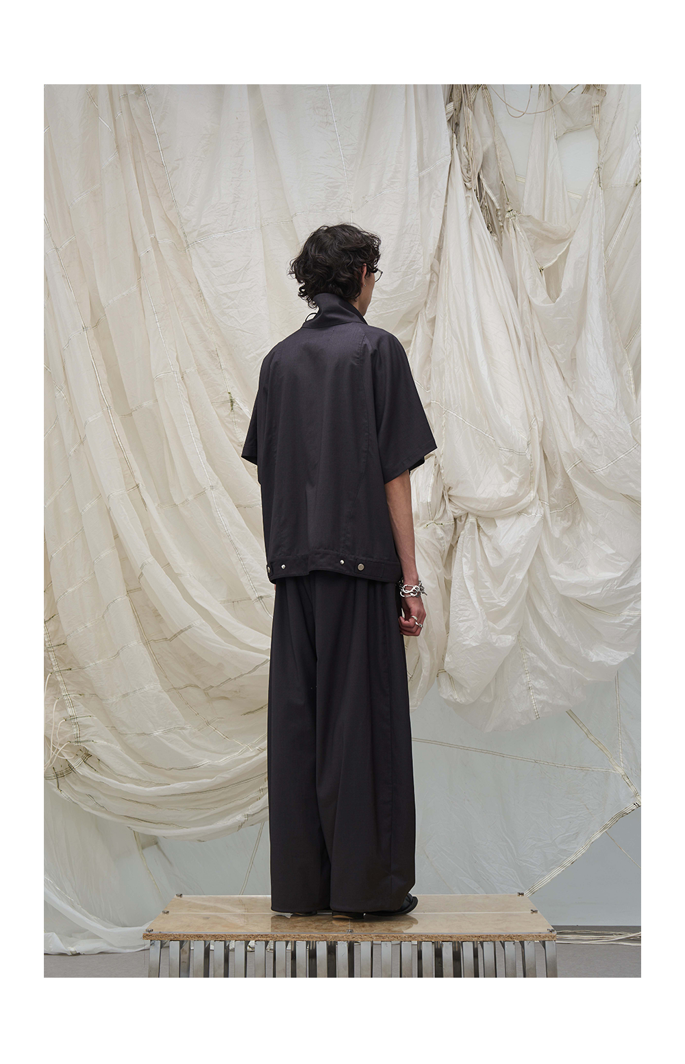RELABEL Vintage Simple Splicing Line Loose Shirt