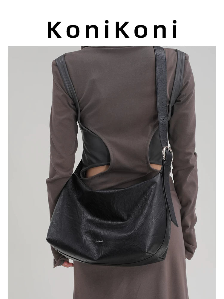 KoniKoni Leather Large Capacity Messenger Bag
