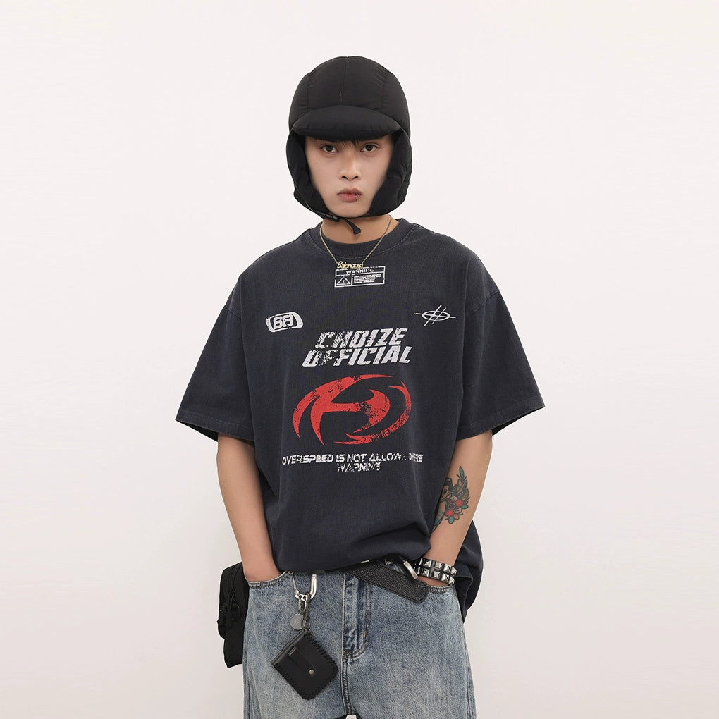 (Clearance) BTSG * American Vintage Washed Old Motorcycle Short Sleeve Tee