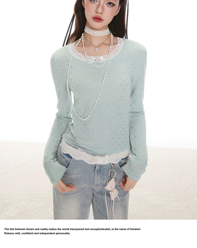Imone Skinny Polka Dot Lace Long Sleeve