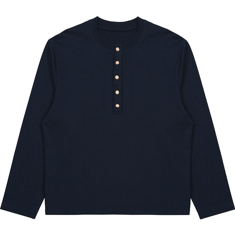 O3PARK Retro Casual Collarless Polo Shirt