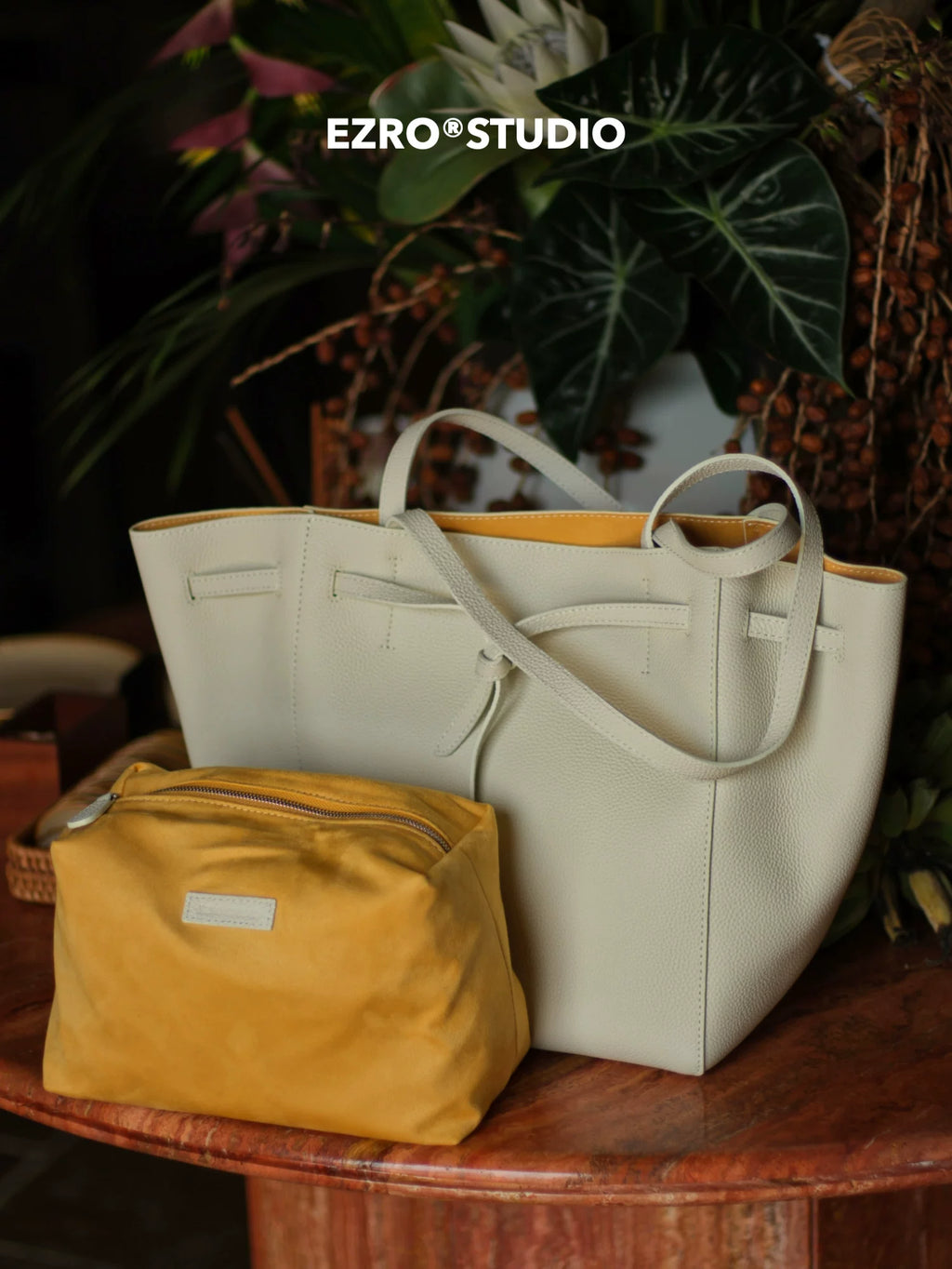 EZRO Premium Simple Large Capacity Leather Versatile Tote Bag
