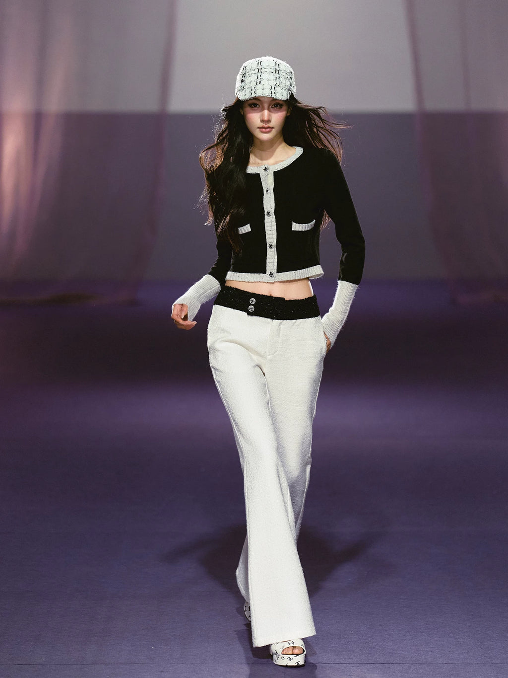 AGAM Splicing Waist Micro-pull Casual Pants