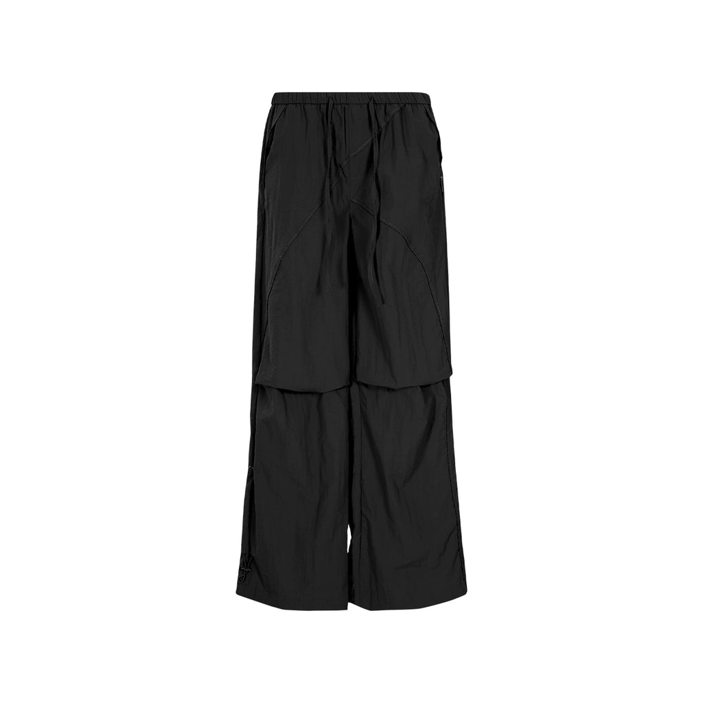 FUNKYFUN Pleated Texture Elastic Waist Casual Pants