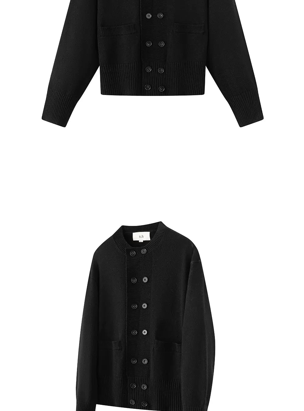 Anniehall Wool Vintage Double-breasted Cropped Sweater