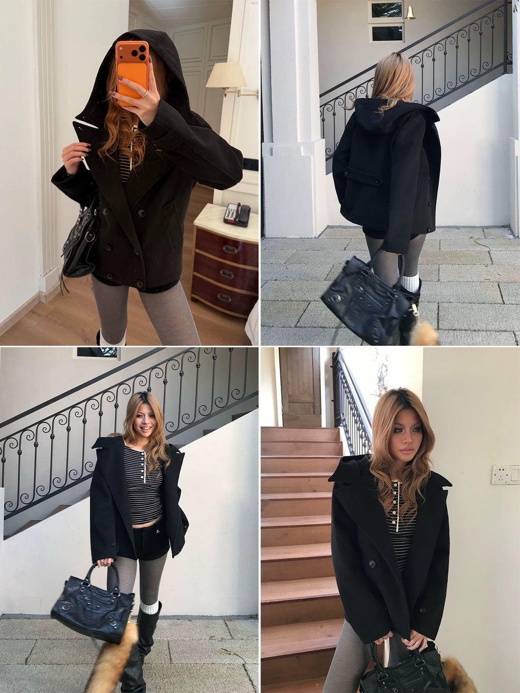 Audwyn Double-breasted British Hooded Woolen Coat