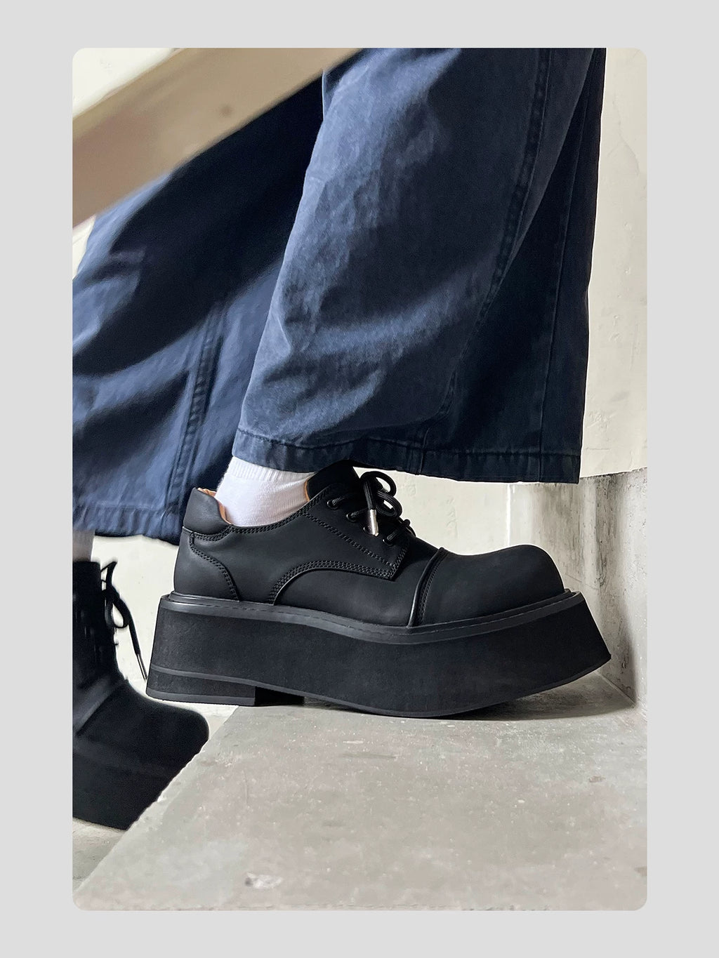 HANQIAORJI 7CM Platform Leather Big Head Shoes