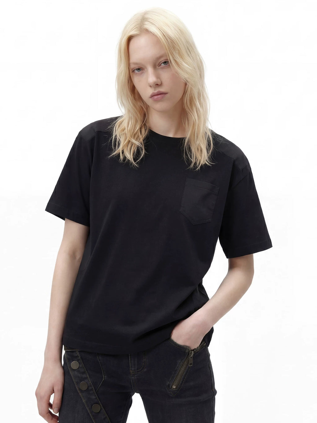 Remedy Loose Splicing Round Neck Casual Tee