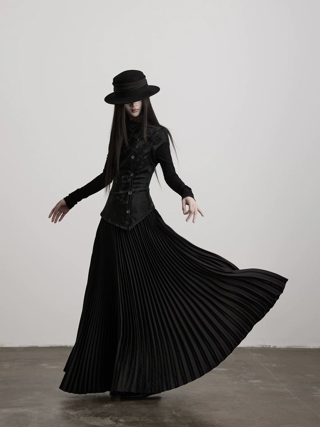 INDULGE Leather Fake Two-piece Pleated Waist Dress