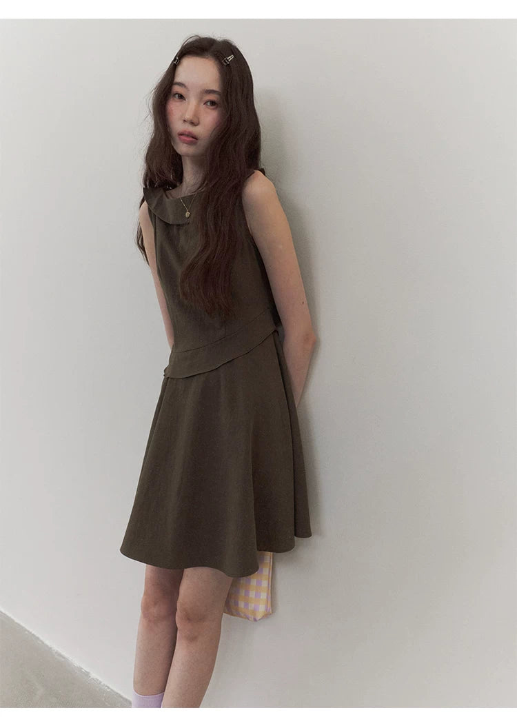 VOOE Ruffle-edged Waist Sleeveless Dress