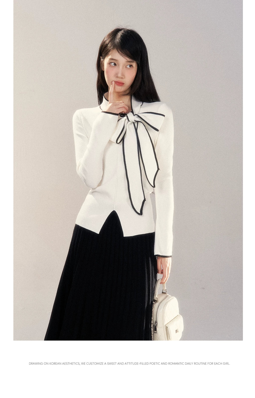 Wildberry Contrast Skinny Bow Sweater