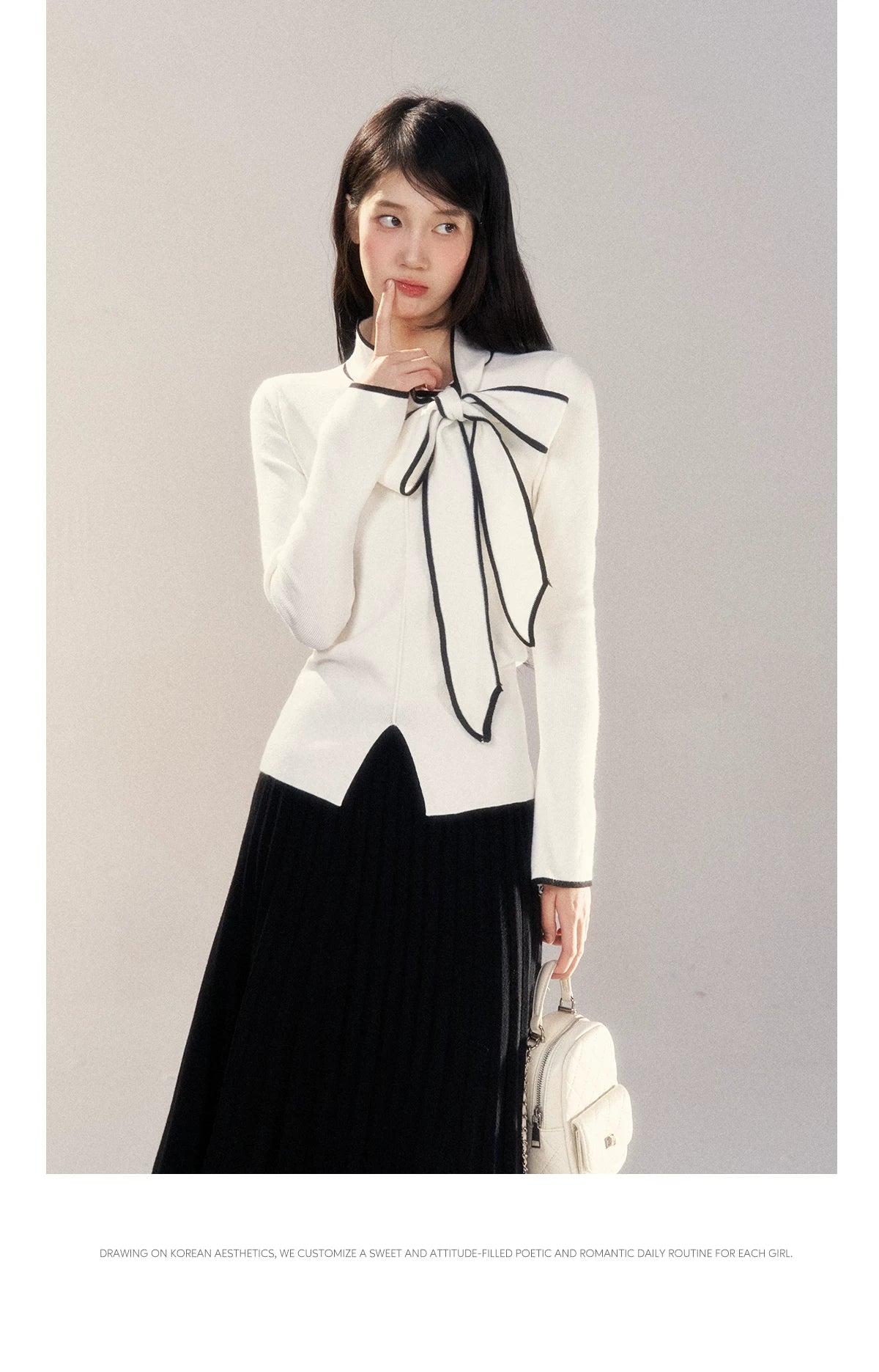 Wildberry Contrast Skinny Bow Sweater