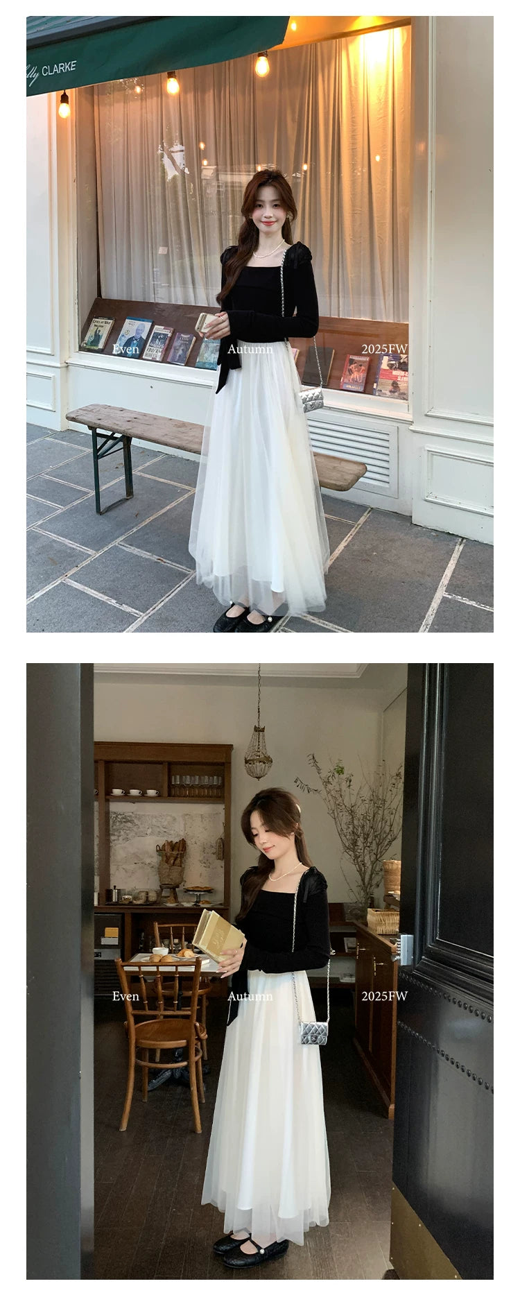 Even Square Collar Daughter Pinched Waist Thin Dress