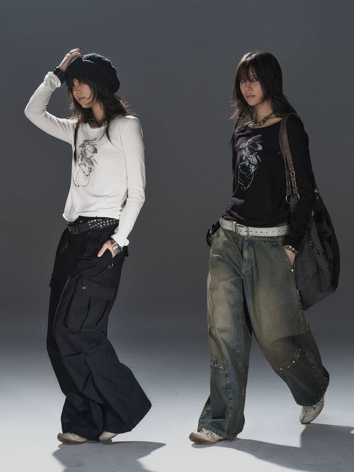 WearAndtear Metal Diamond Slim Fit Crew Neck Long Sleeve