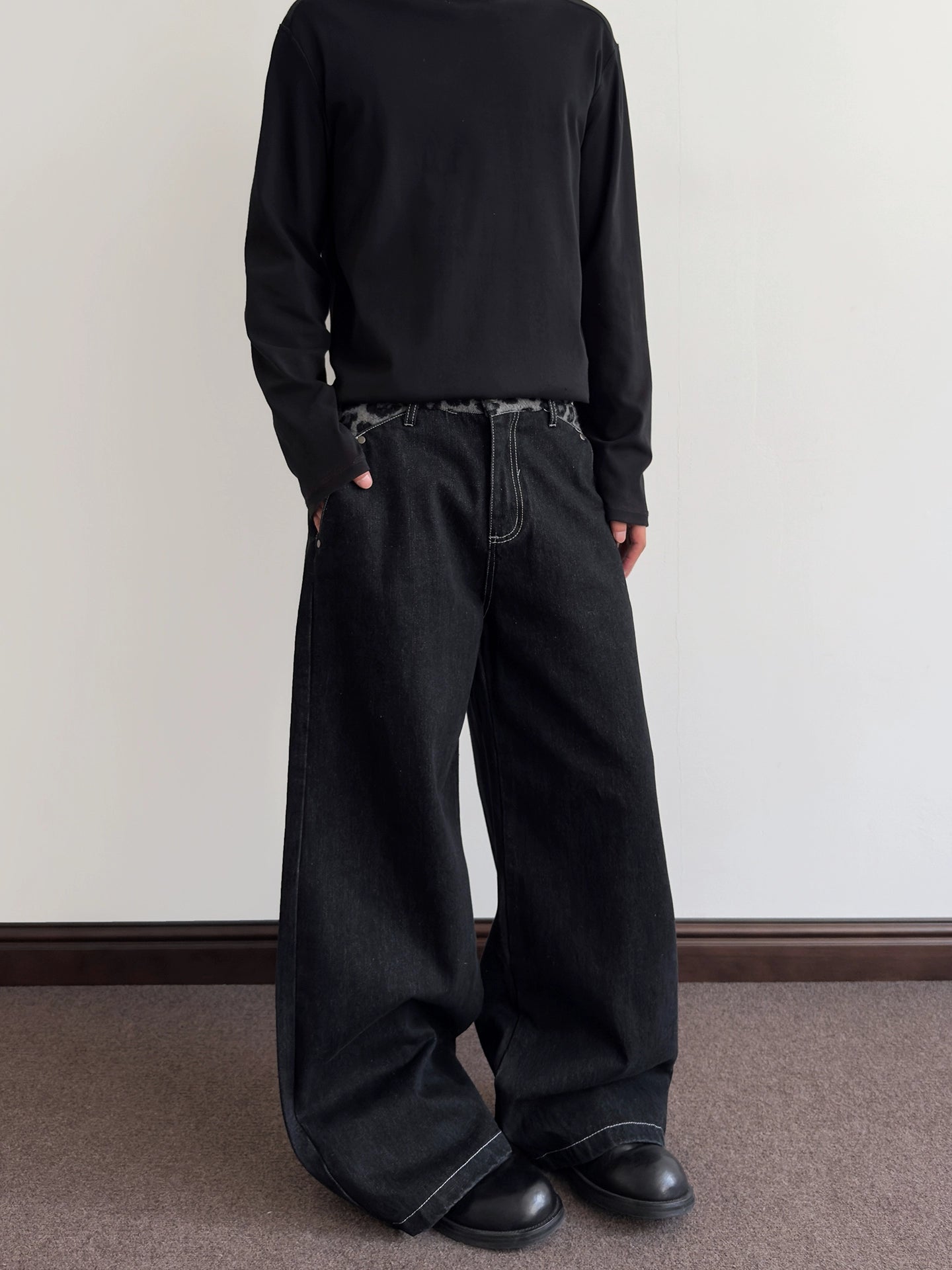 A PUEE Vintage Leopard Patchwork Scimitar Jeans