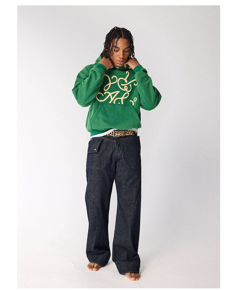 CRICLE Rotary Letter Hooded Fleece Sweater