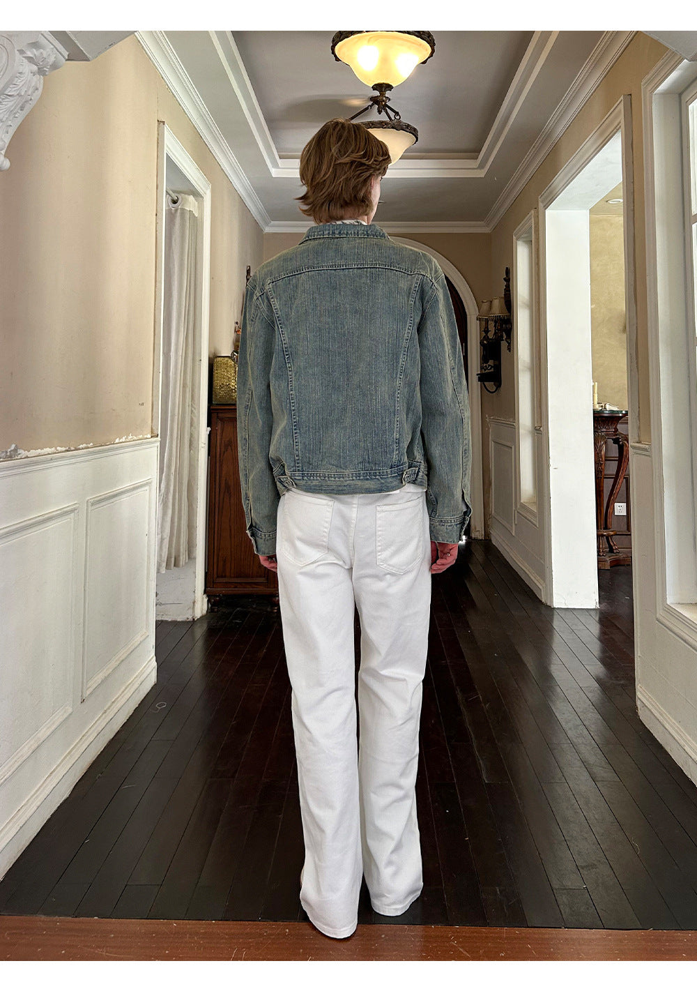 EME Slub Pattern Old Vintage Short Wide Jacket