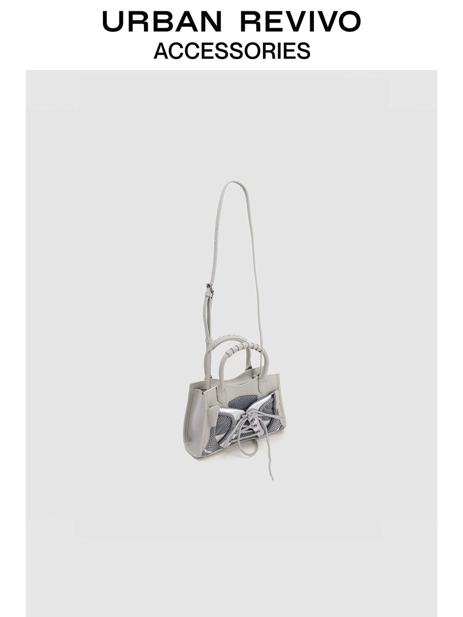 URBAN REVIVO Spliced Mesh Portable Messenger Bag