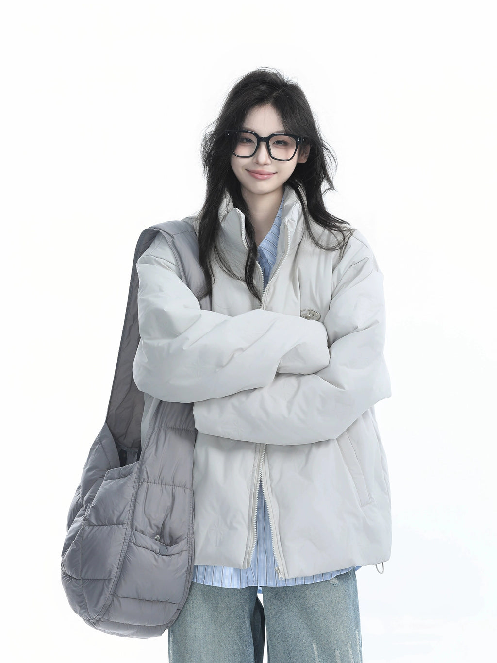 Zuocisankon Neutral Wind Stand-up Collar Thickened Cold-proof Jacket