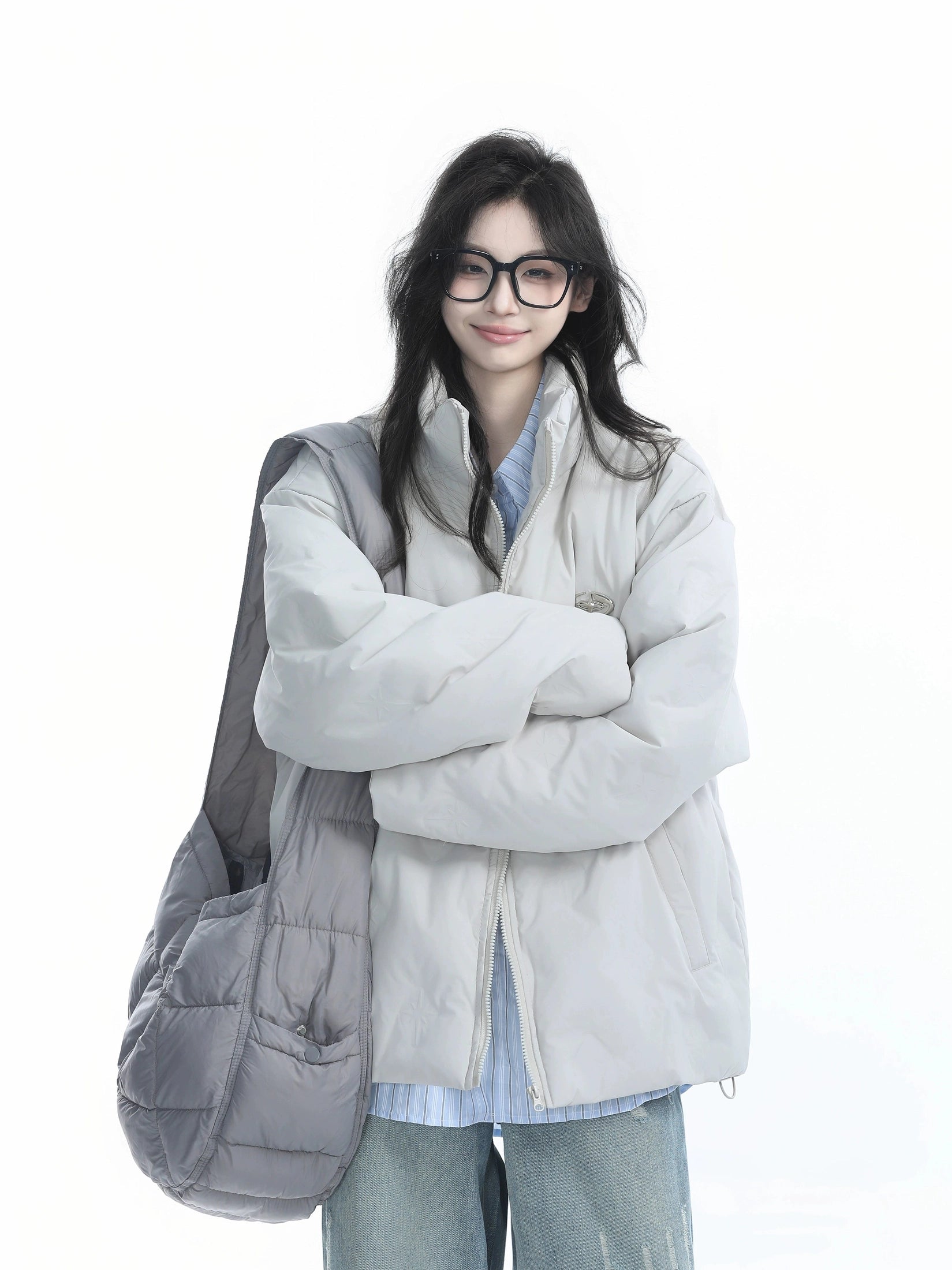 Zuocisankon Neutral Wind Stand-up Collar Thickened Cold-proof Jacket