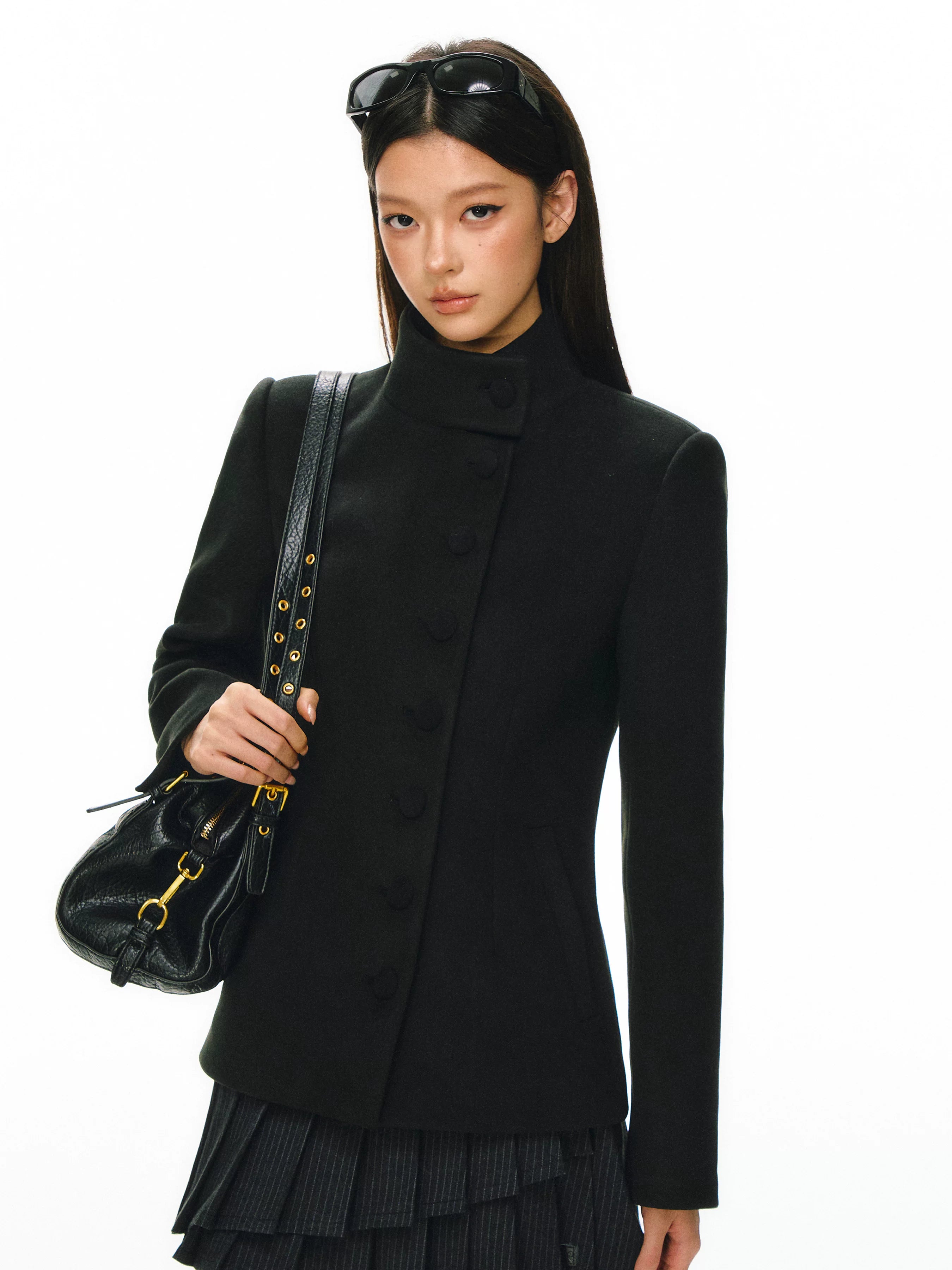 Ariseism Vintage Semi-turtleneck Button Woolen Coat
