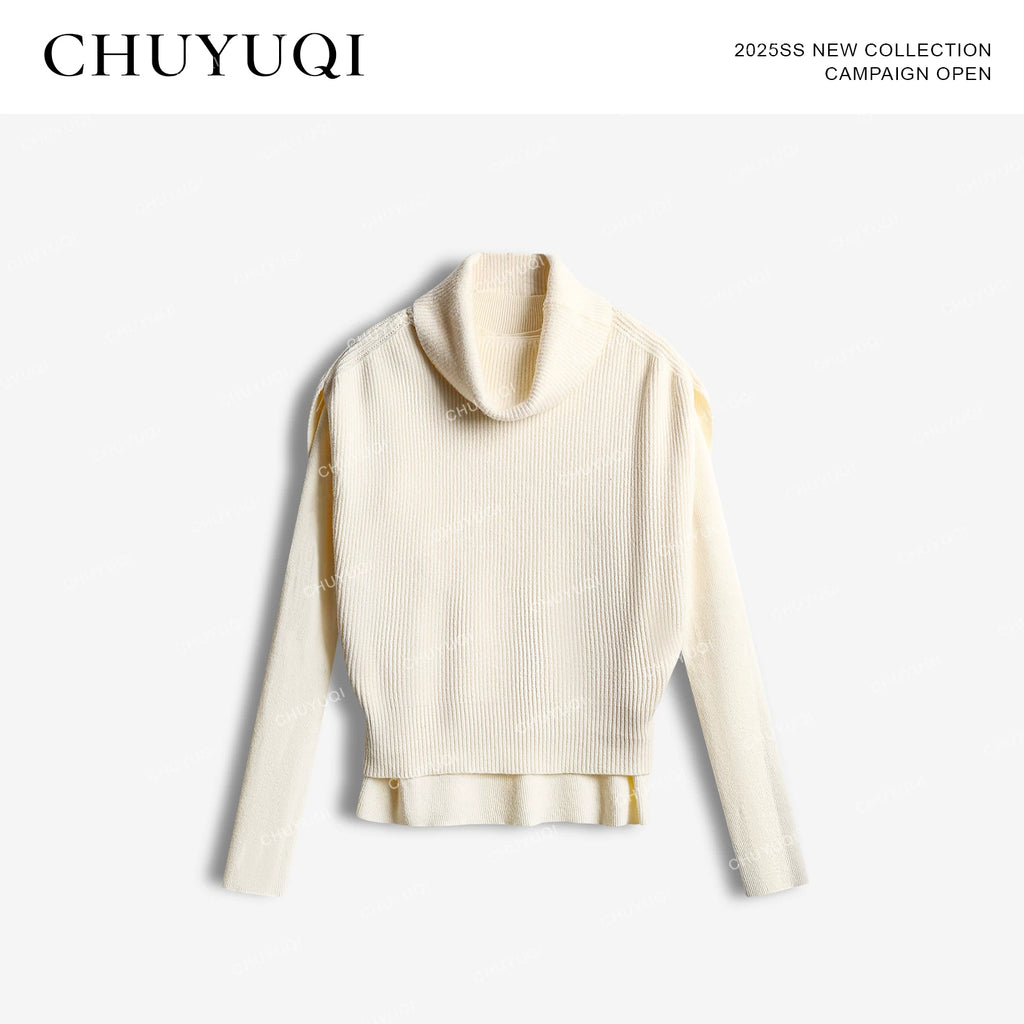 CHUYUQI Stacked Collar Vest Sweater Thin Two-piece Set