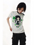 WEBBAR Clover Doll Pure Cotton Front Shoulder Tee