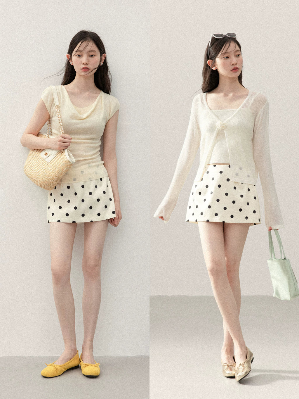 Cantonstory Polka Dot High Waist Slim Skirt Pants