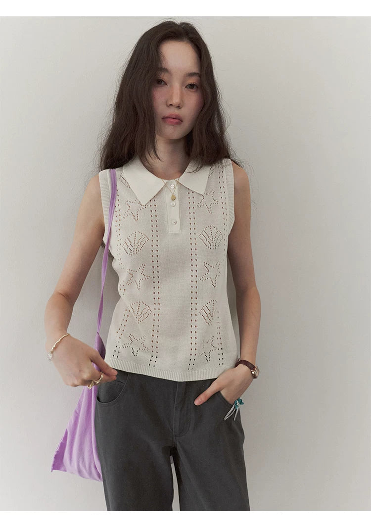 VOOE Jacquard Hollow Thin Knitted Vest