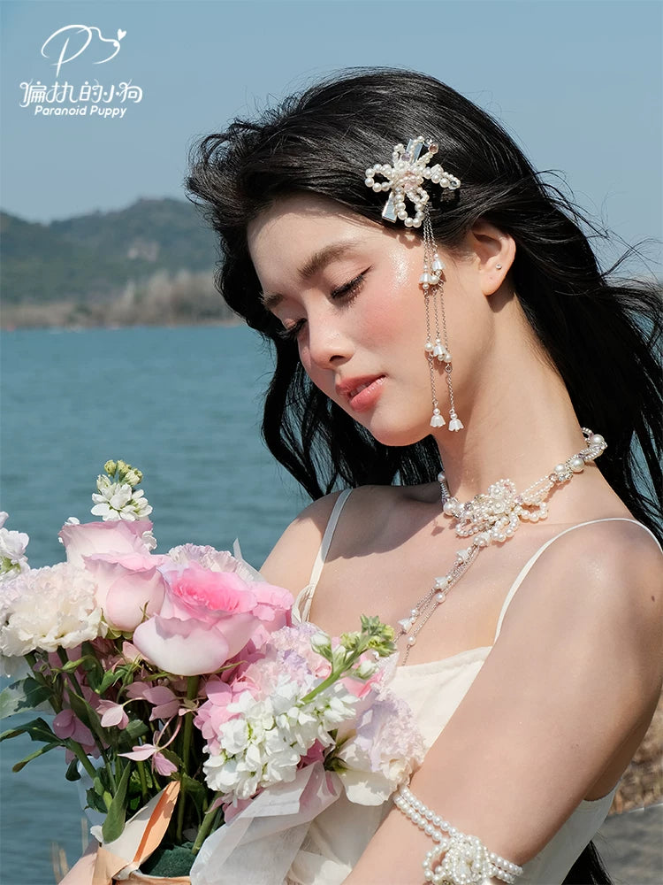 PP Pearl Flower Fringed Hairpin