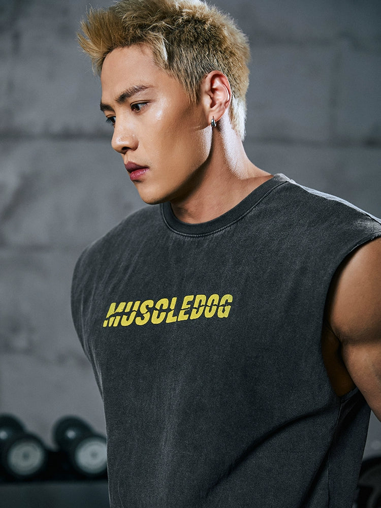 Muscle Dog Skull Print Loose Vest