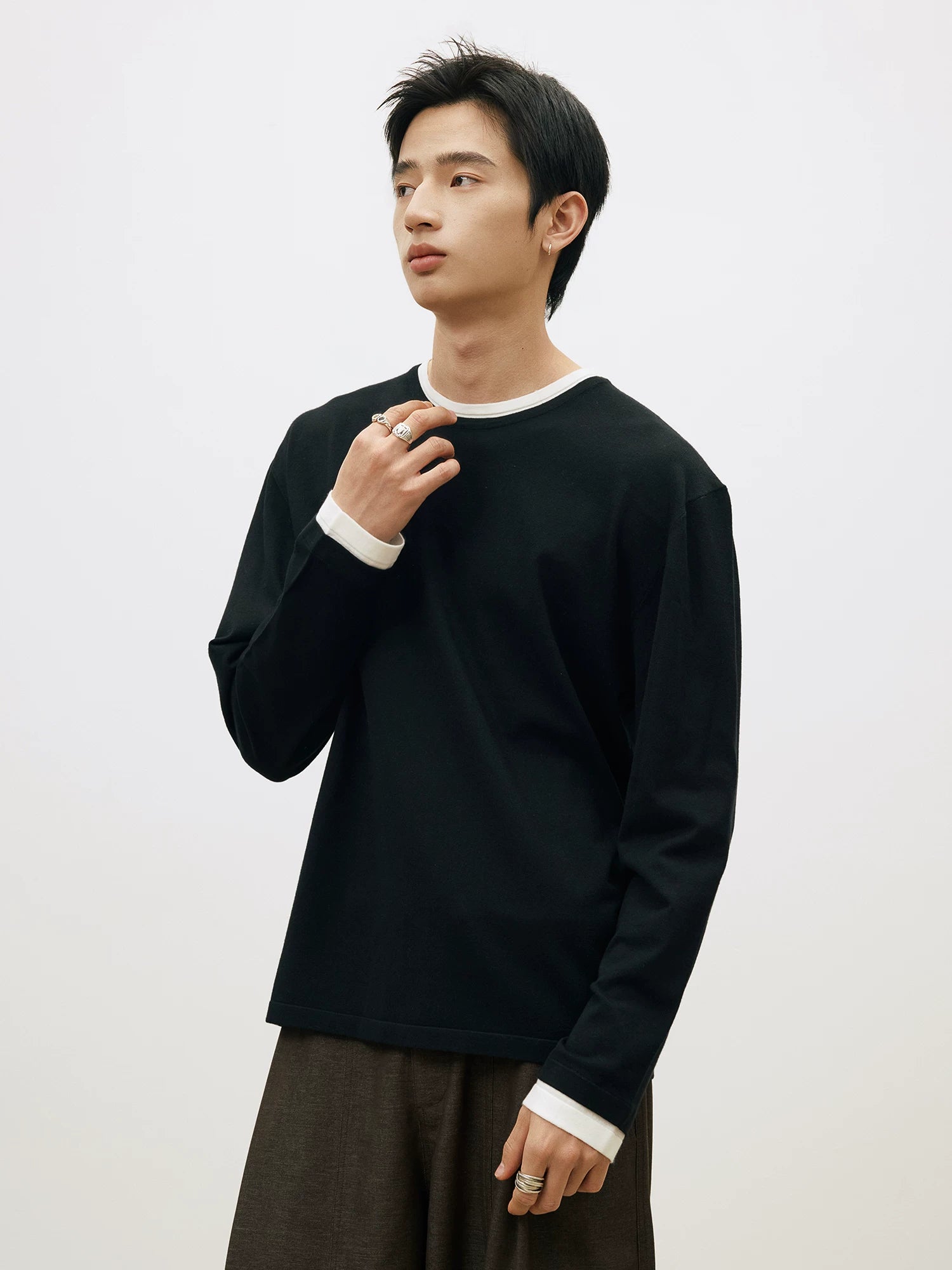 LR Contrasting Splicing Knitted Sweater