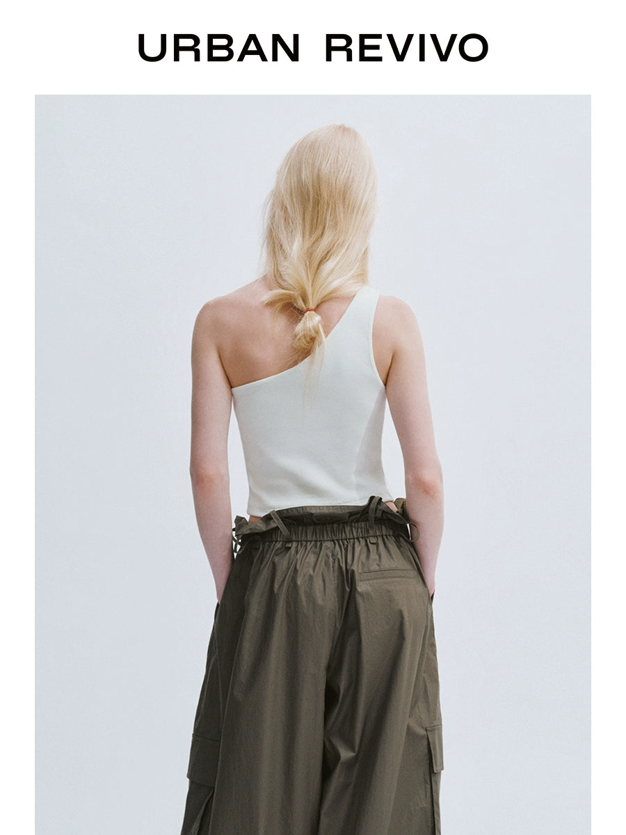 URBAN REVIVO Contrast Color Pattern Outdoor Wear Slash Shoulder Collar Vest