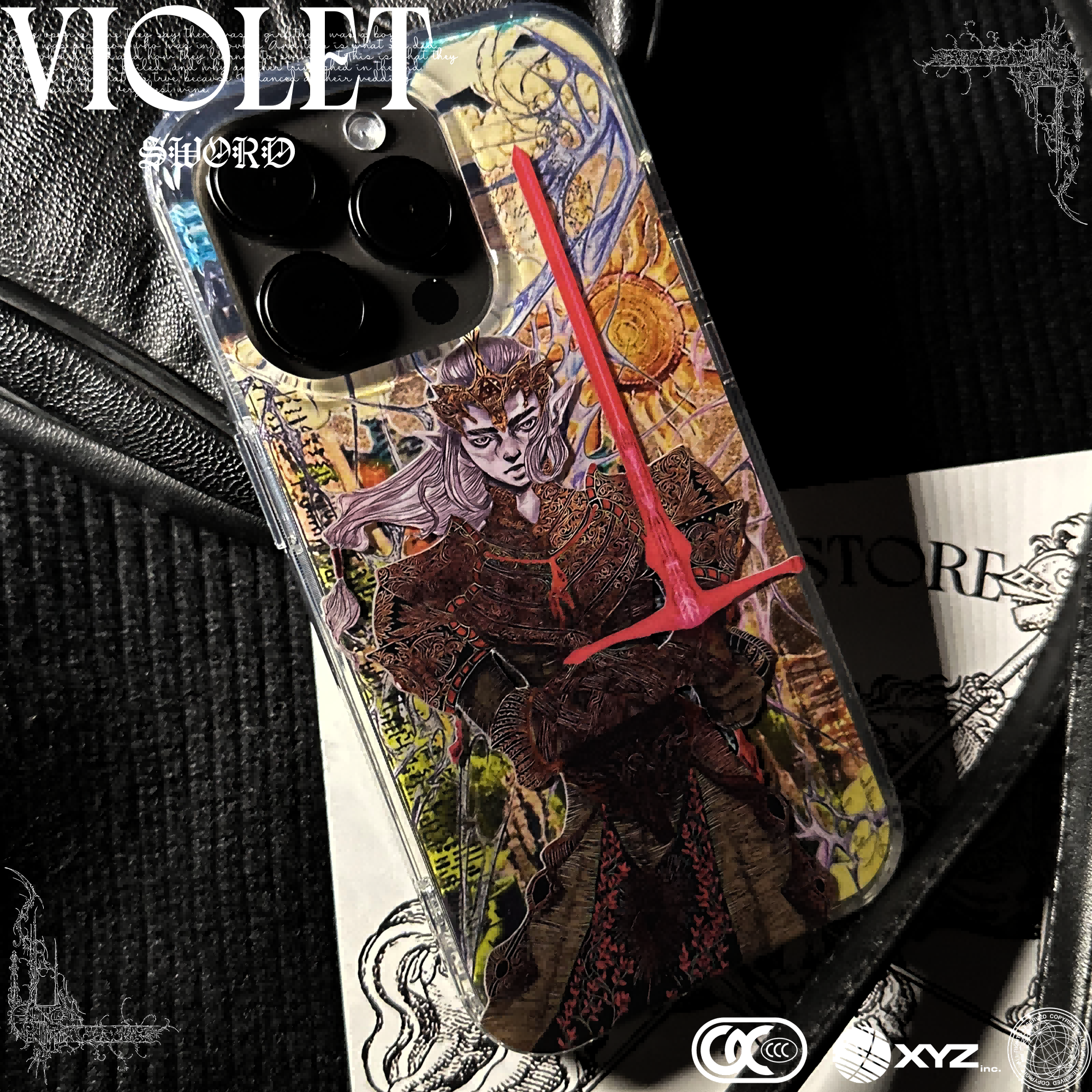 Violet "REDSWORD" IMD double-layer printing splicing iPhone Case