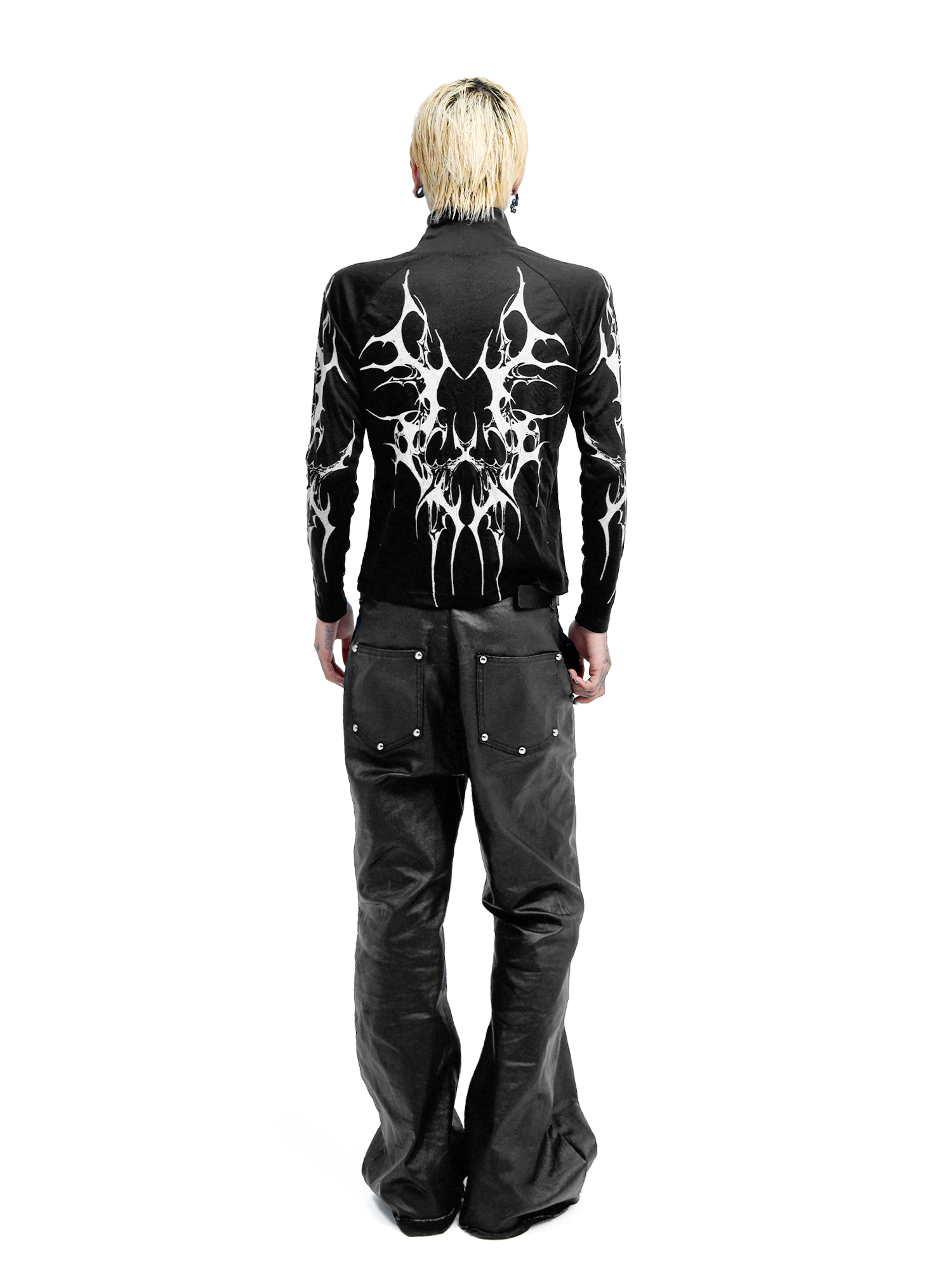 DETW Splicing Slim Fit Front Shoulder High Neck Long Sleeve