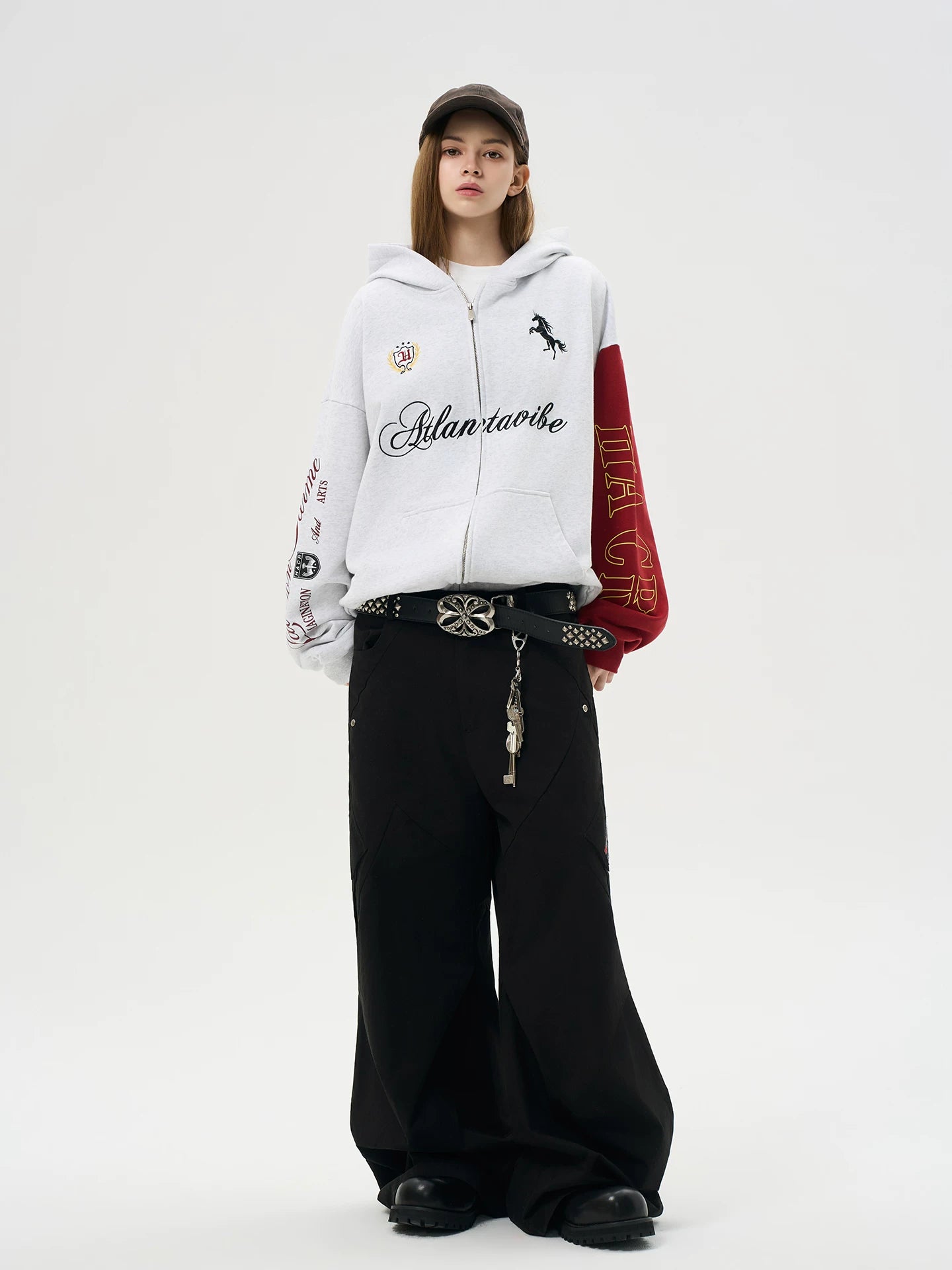 HACR Vintage Contrasting Embroidered Loose Coat
