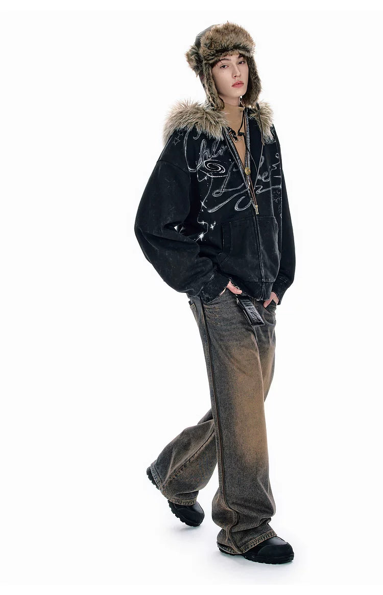 BJHG Fur Collar Hooded Sweater