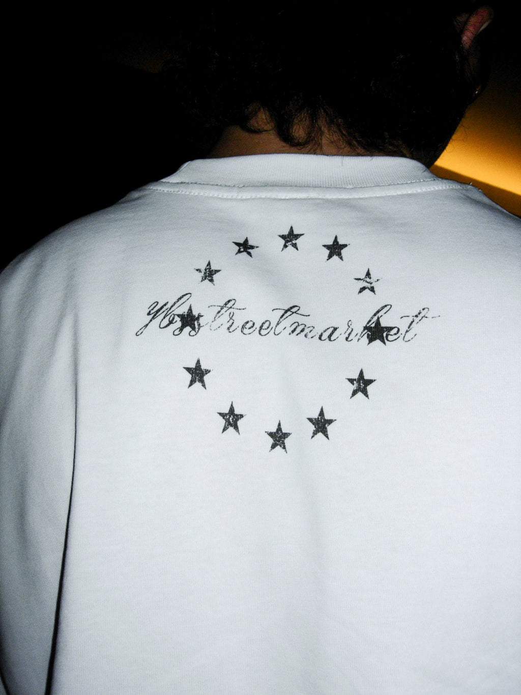 YBSSTREETMARKET Portrait Heat Transfer Hand Damage Short Width Tee