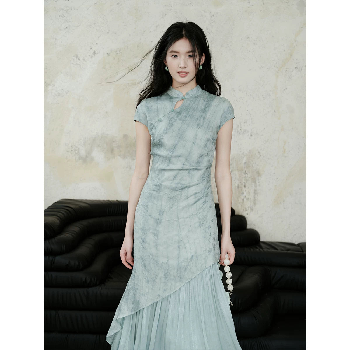 TYANG Tencel Jacquard Cheongsam Temperament Dress