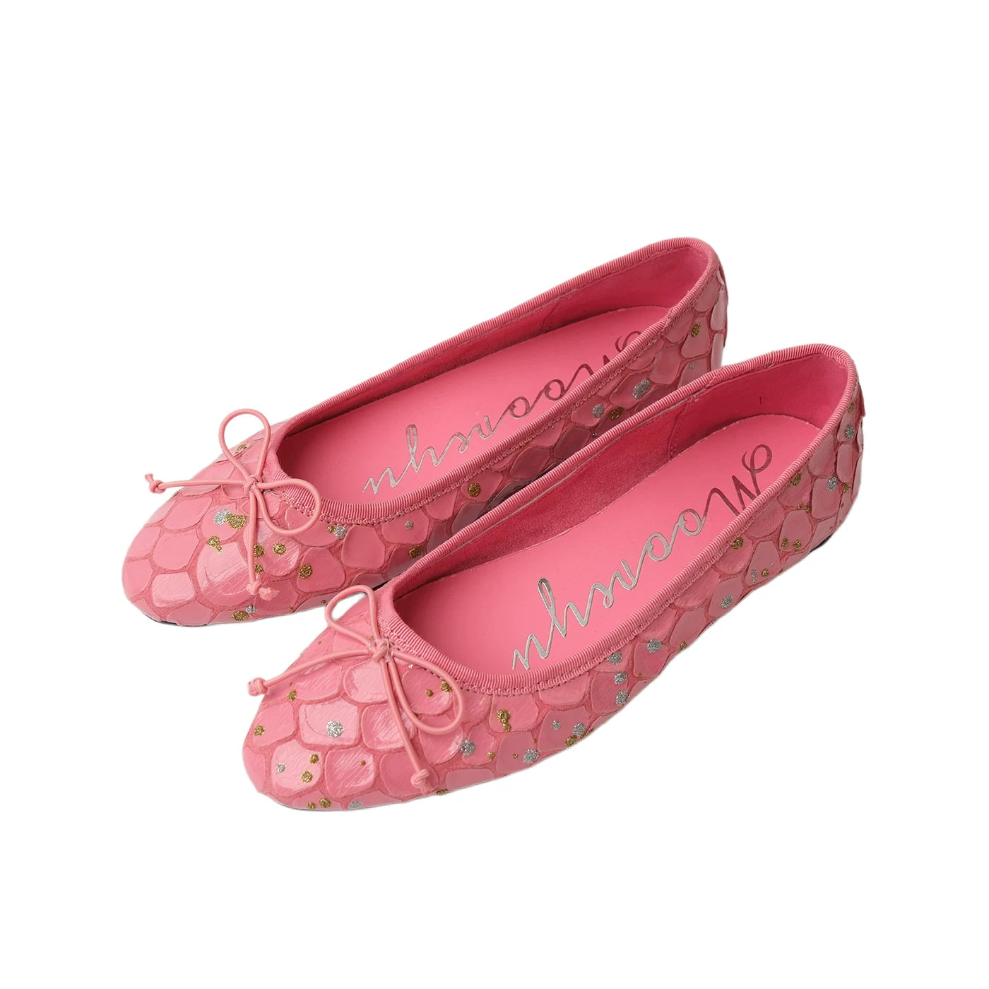 Mooreyu Bow Irregular Polka Dot Shallow Mouth Flat Shoes