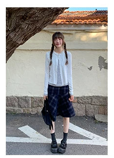 KANO Polka Dot Splicing Lace Long Sleeve