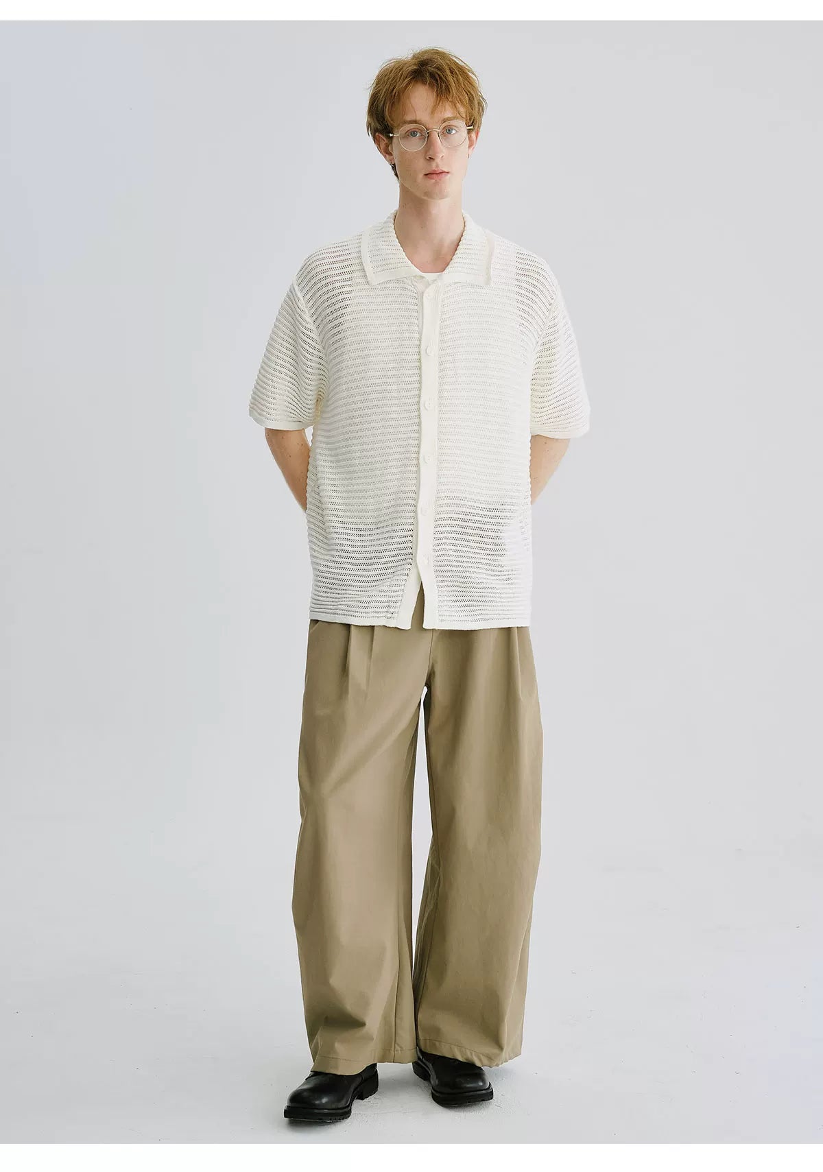 LIVINGTOWN Cutout Versatile Knit Short-sleeve Shirt