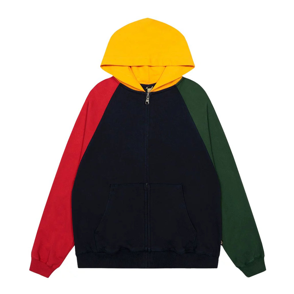 MMBBT Retro Color Matching Zipper Hooded Sweater