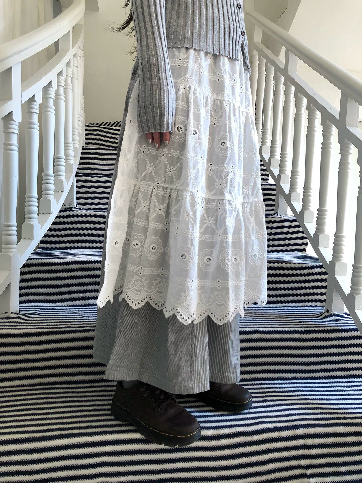 Ang:project Openwork Embroidered Strappy Fart Curtain Skirt