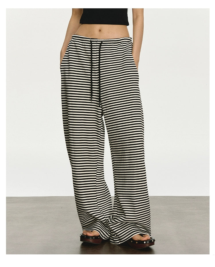 Anna Aneae Striped Lazy Loose Casual Straight Pants