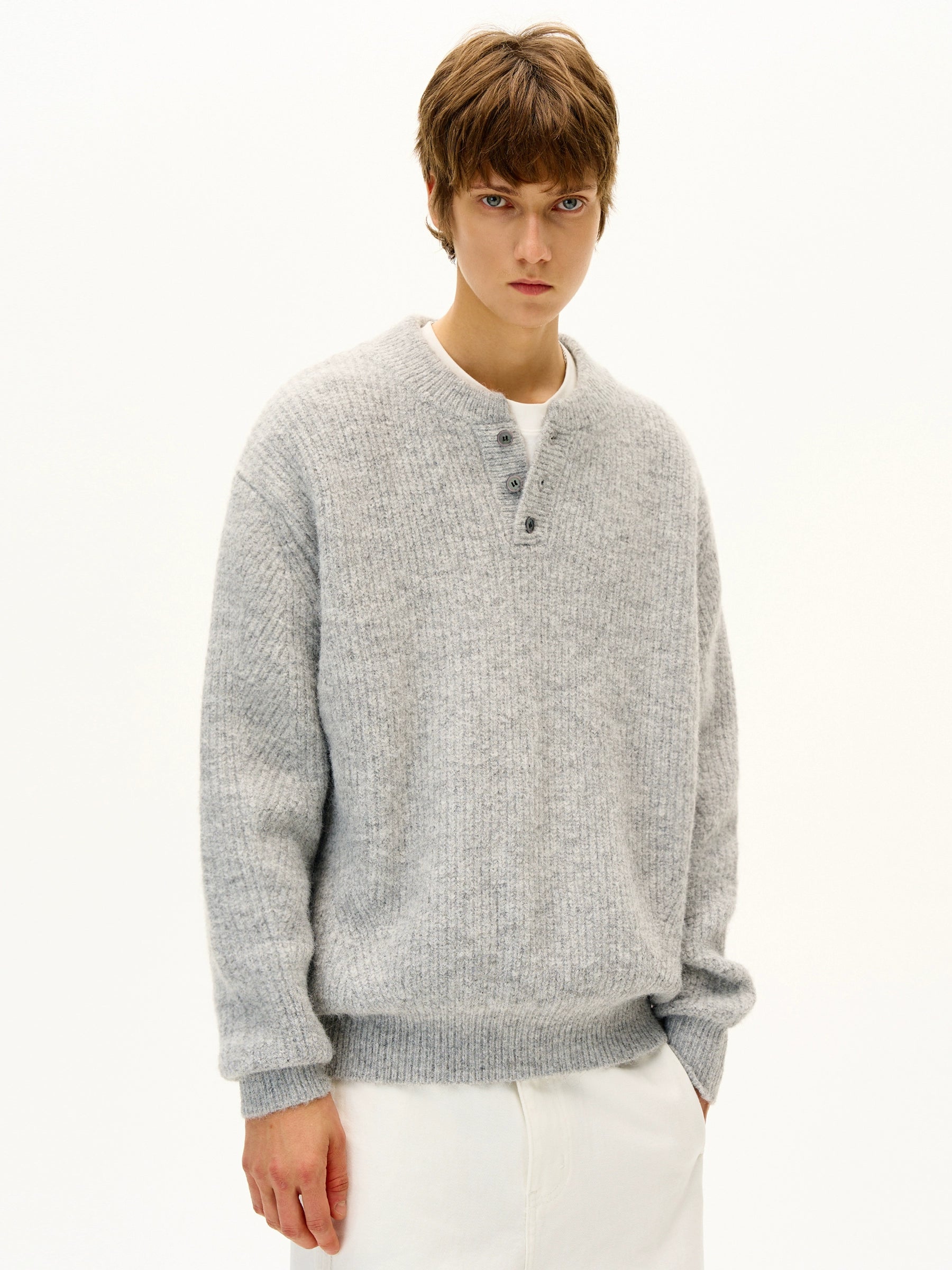 MADWITCH Henry Collar Lazy Wind Knitted Sweater