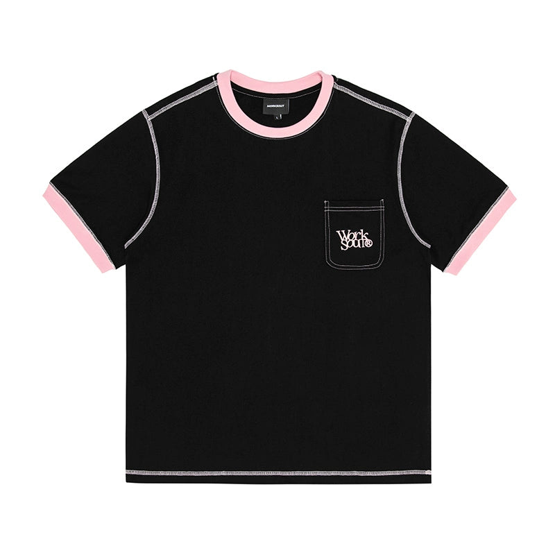 NICEBAD Contrast Color Loose Loose Loose Mouth Pocket Tee