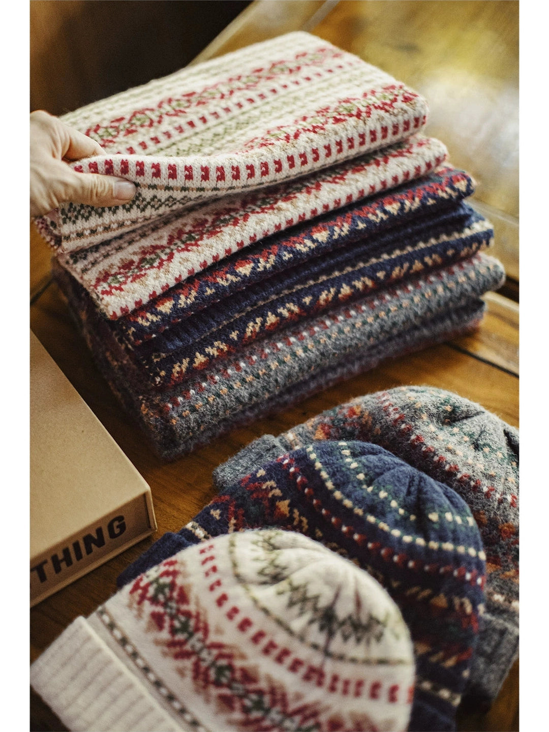 Maden Vintage Scarf Warm Wool Hat Knitted Set