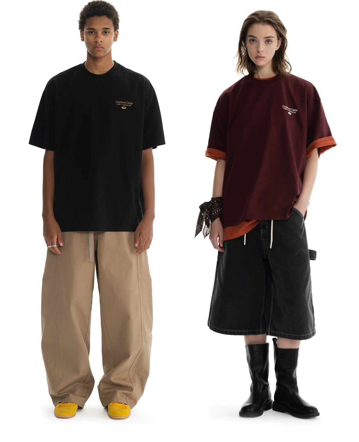 Loopsoon Crew Neck Back Print Loose Casual Tee